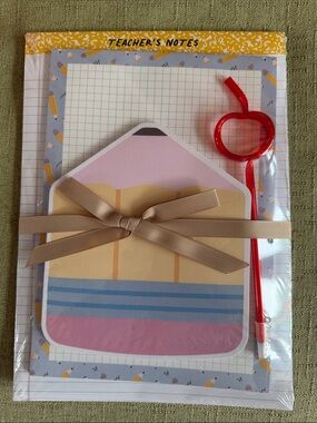 Teacher's Notes Party Stationery Set - Pink, Beige & Red